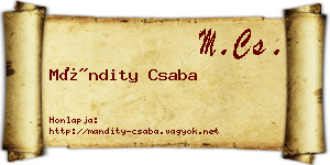 Mándity Csaba névjegykártya